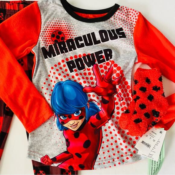 Miraculous Ladybug | Miraculous Ladybug Pajama Set Fuzzy Socks Set NWT XS - Picture 4 of 8